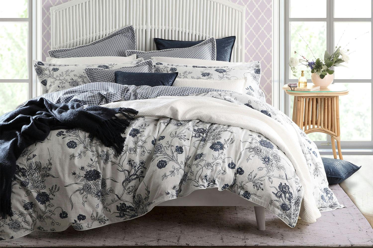 Carnation denim duvet cover set by florence broadhurst