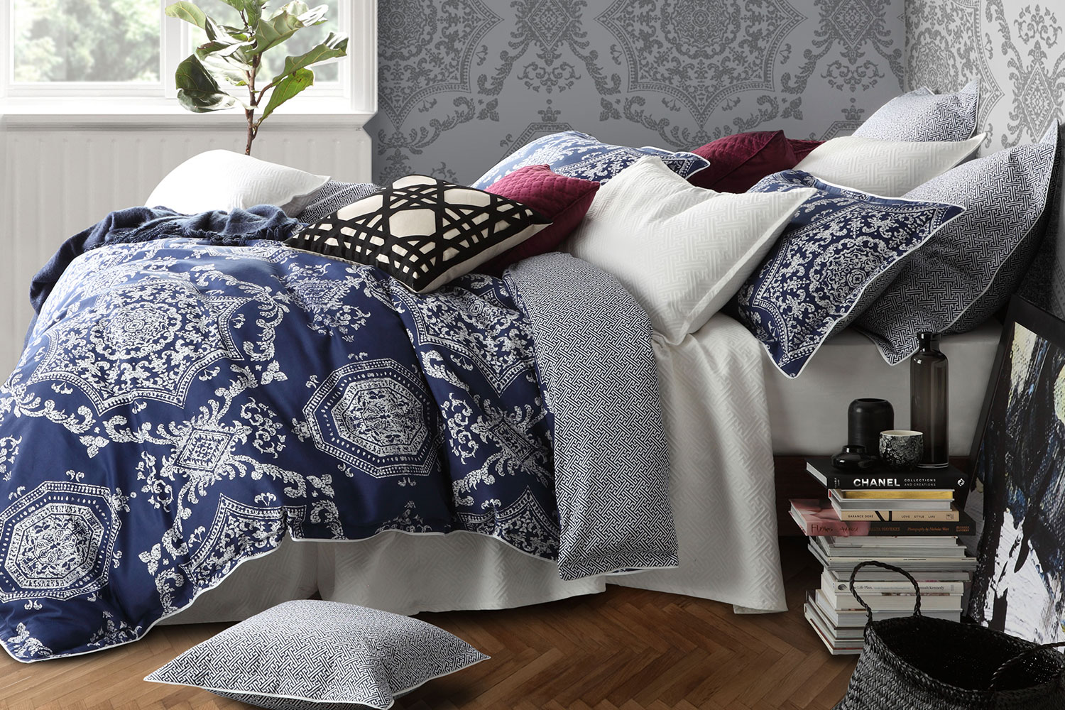 Medallion Indigo Duvet Cover Set By Florence Broadhurst Harvey