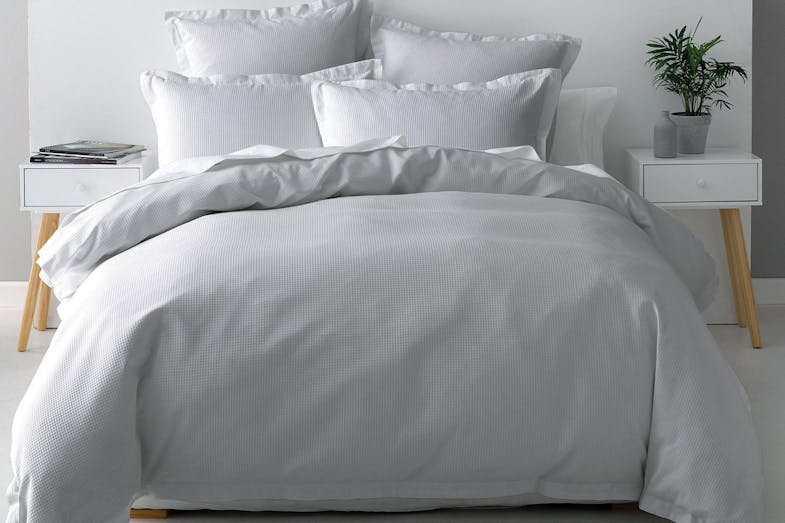 Nova Waffle Silver Duvet Cover Set by Savona