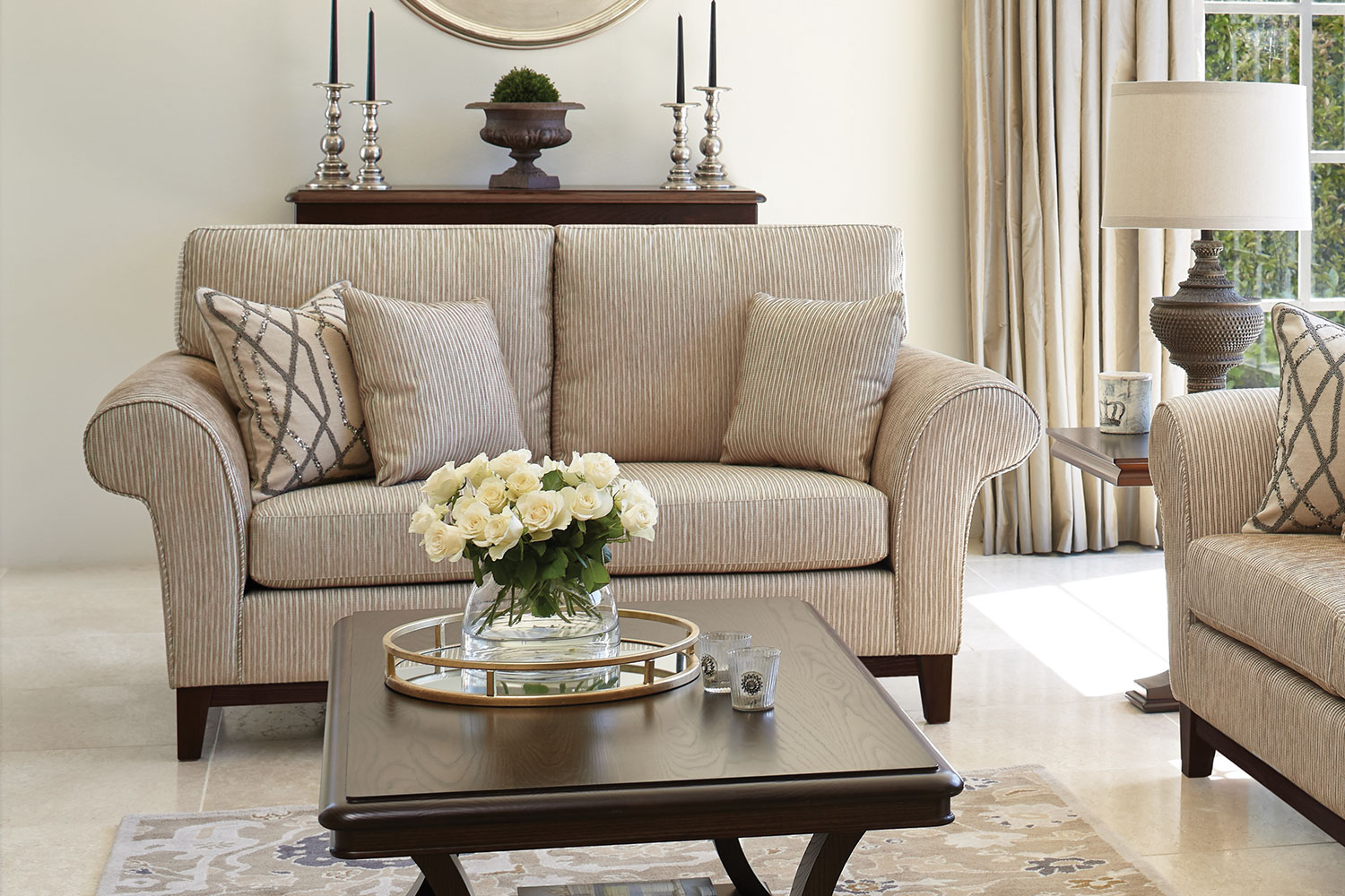 Edwardian 2 Seater Fabric Sofa By Evan John Philp A Grade