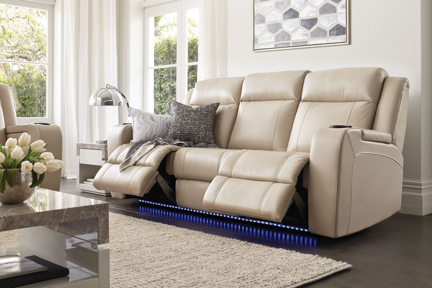 Marina 3 Seater Leather Recliner Sofa by Synargy Harvey Norman New