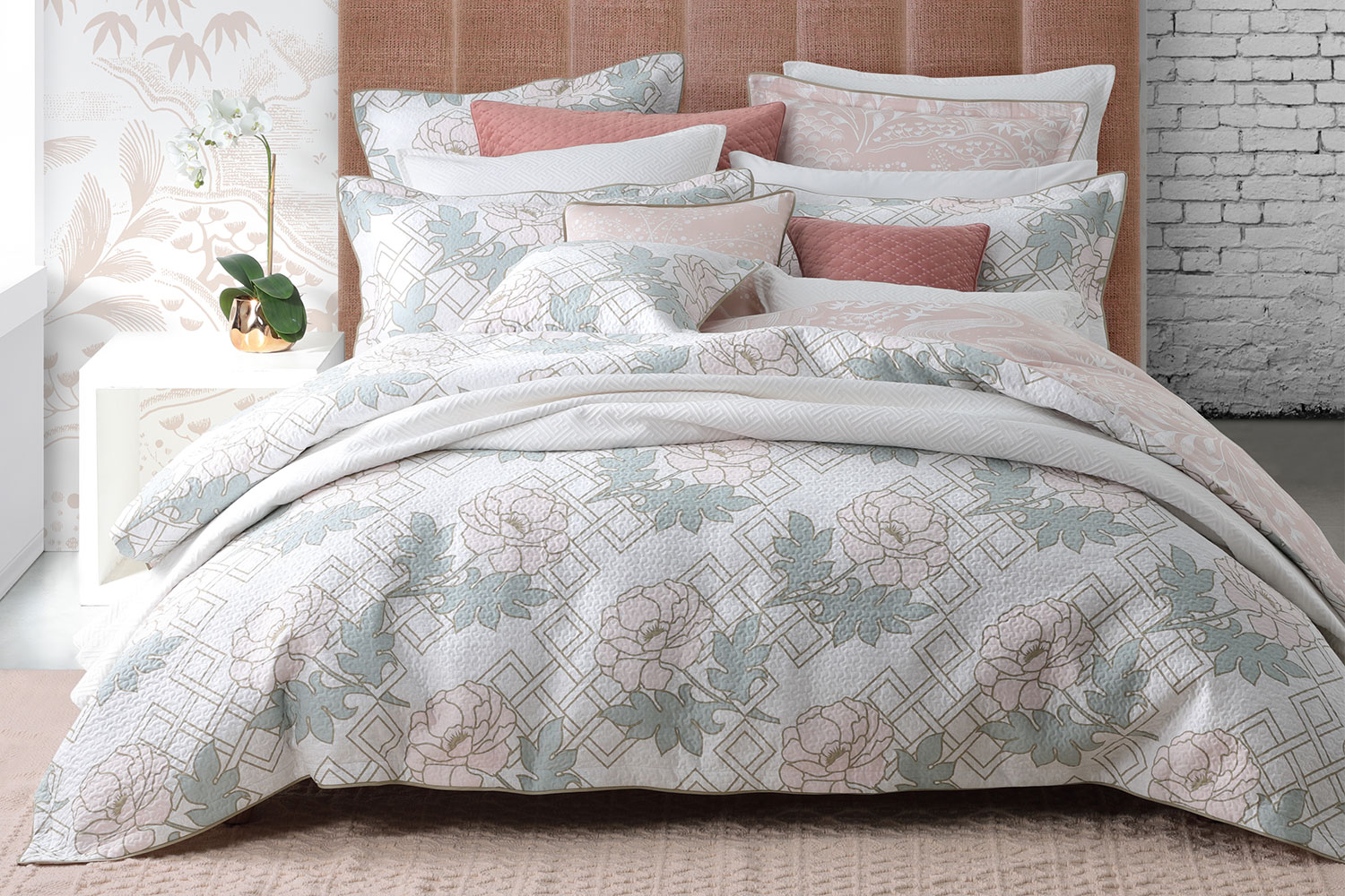 Floral Trellis Blush Duvet Cover Set By Florence Broadhurst