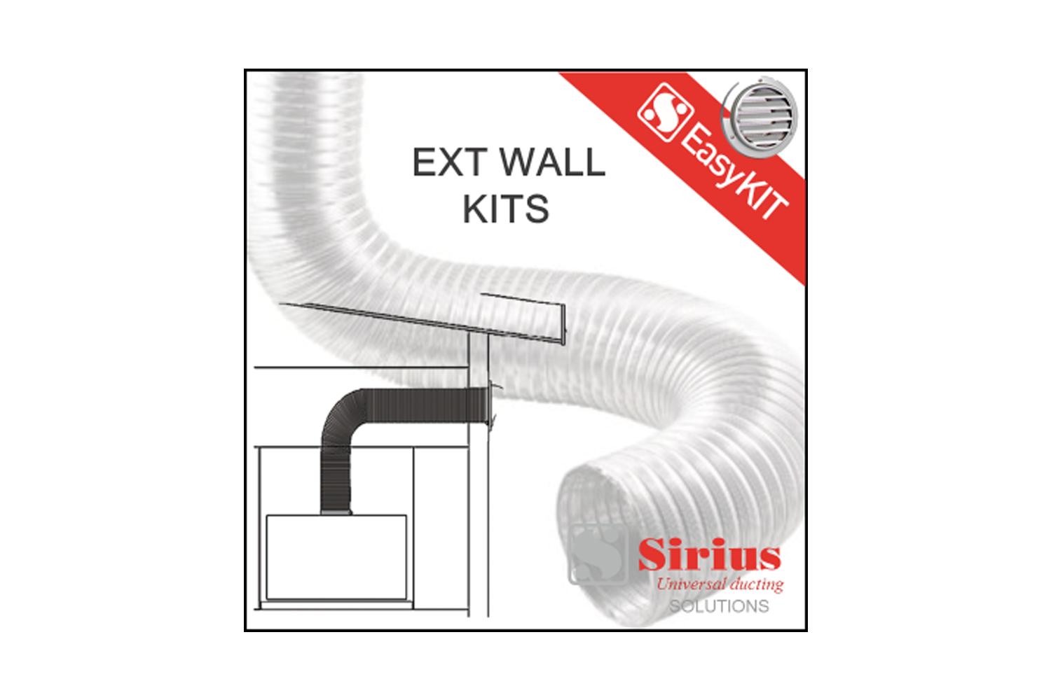 Sirius Rangehood Ducting Kit with Domed Vent for Extraction through an External Wall - 200mm (EASYWALL-200)