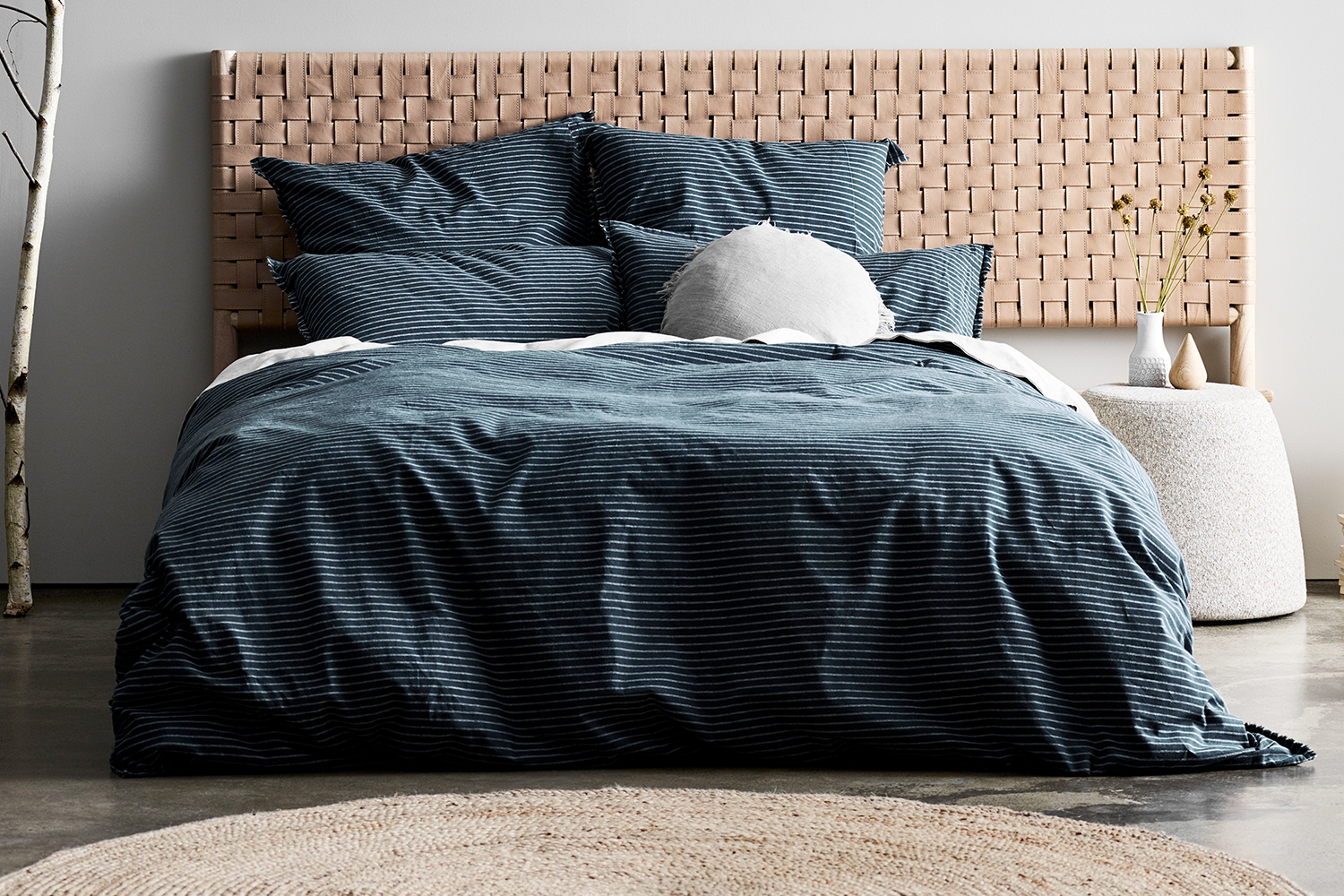 Chambray Vintage Stripe Slate Duvet Cover By Aura Harvey Norman