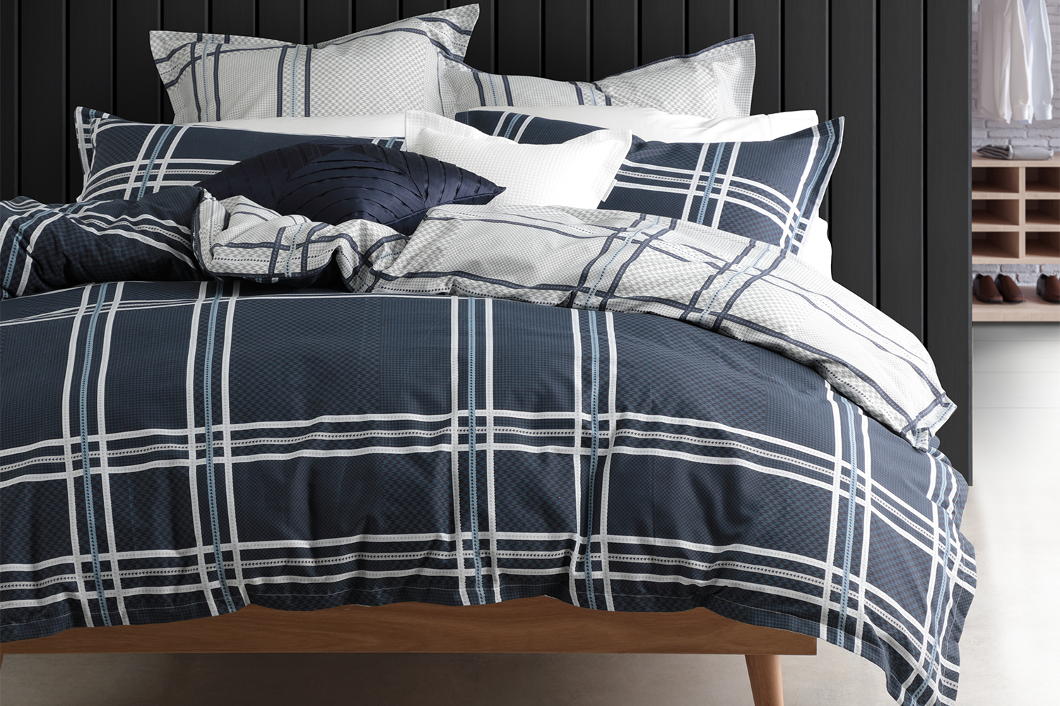 Charlie Navy Duvet Cover Set By Logan Mason Harvey Norman New