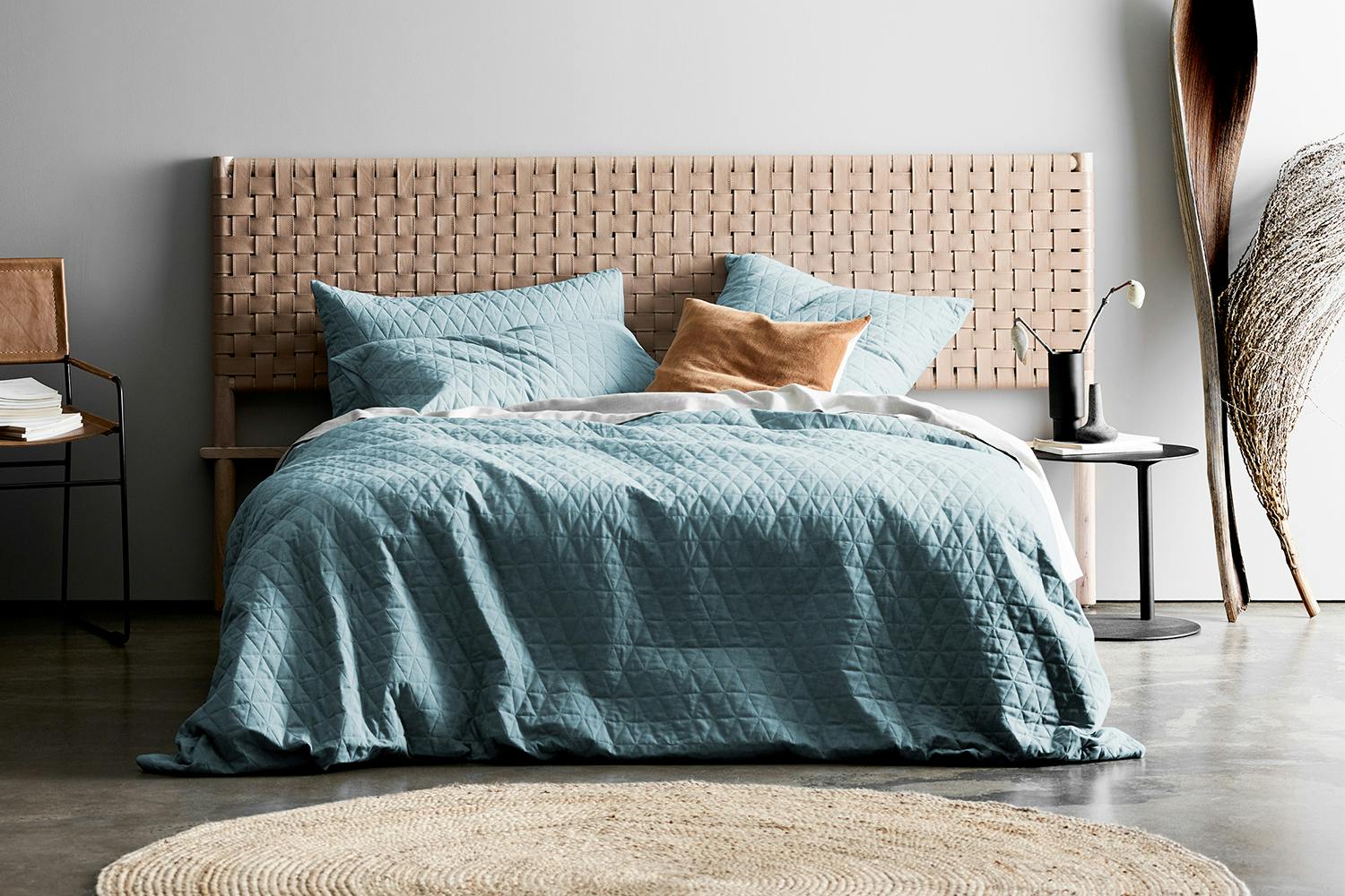 Quilted Chambray Eucalyptus Duvet Cover By Aura Harvey Norman