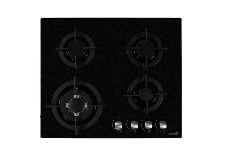 Cata 60cm 4 Burner Gas on Glass Cooktop - Black Glass (CAT60GASCT)