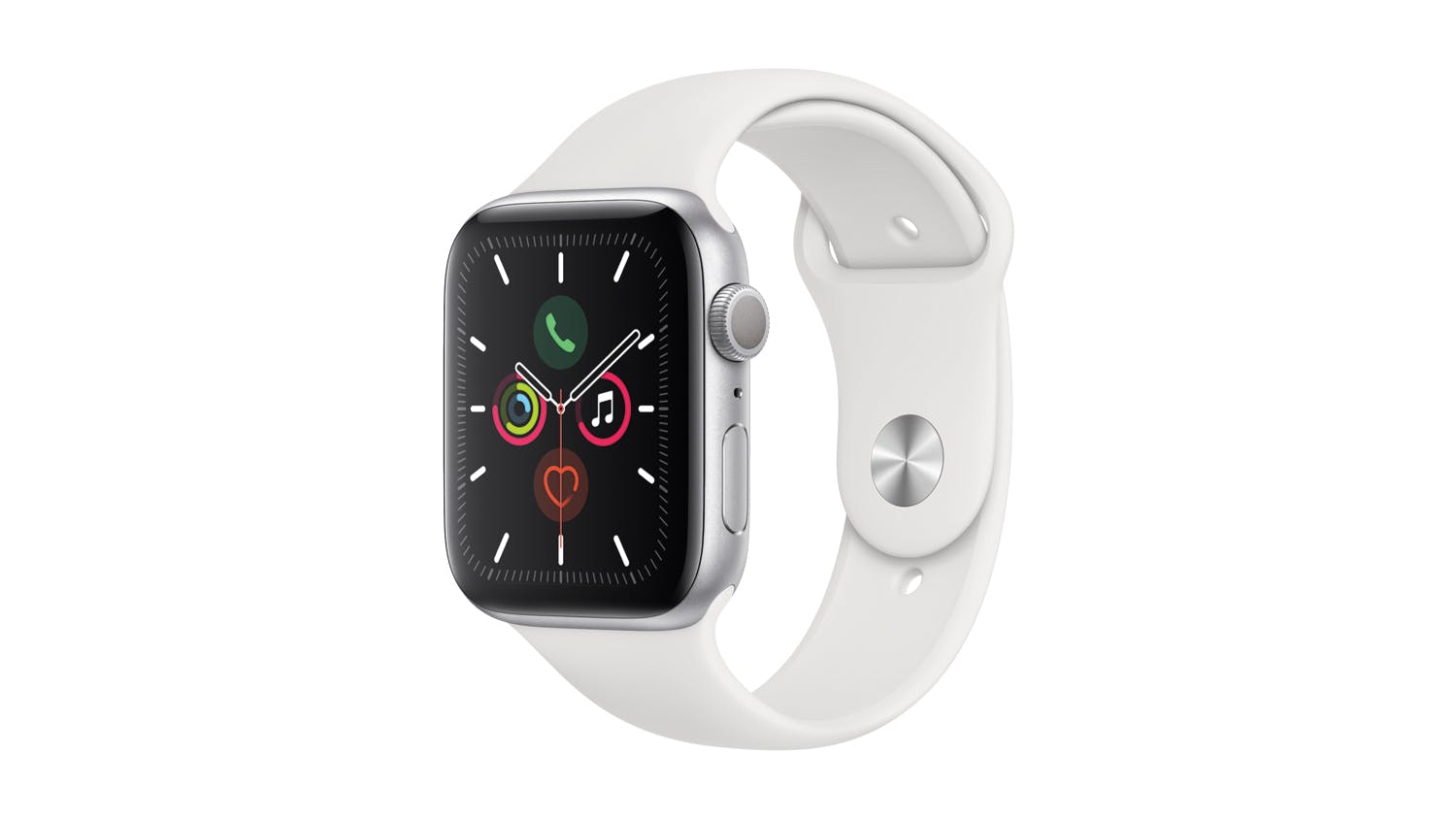 Apple Watch Series 5 (GPS) 44mm Silver + White Sport Band | Harvey Norman New Zealand