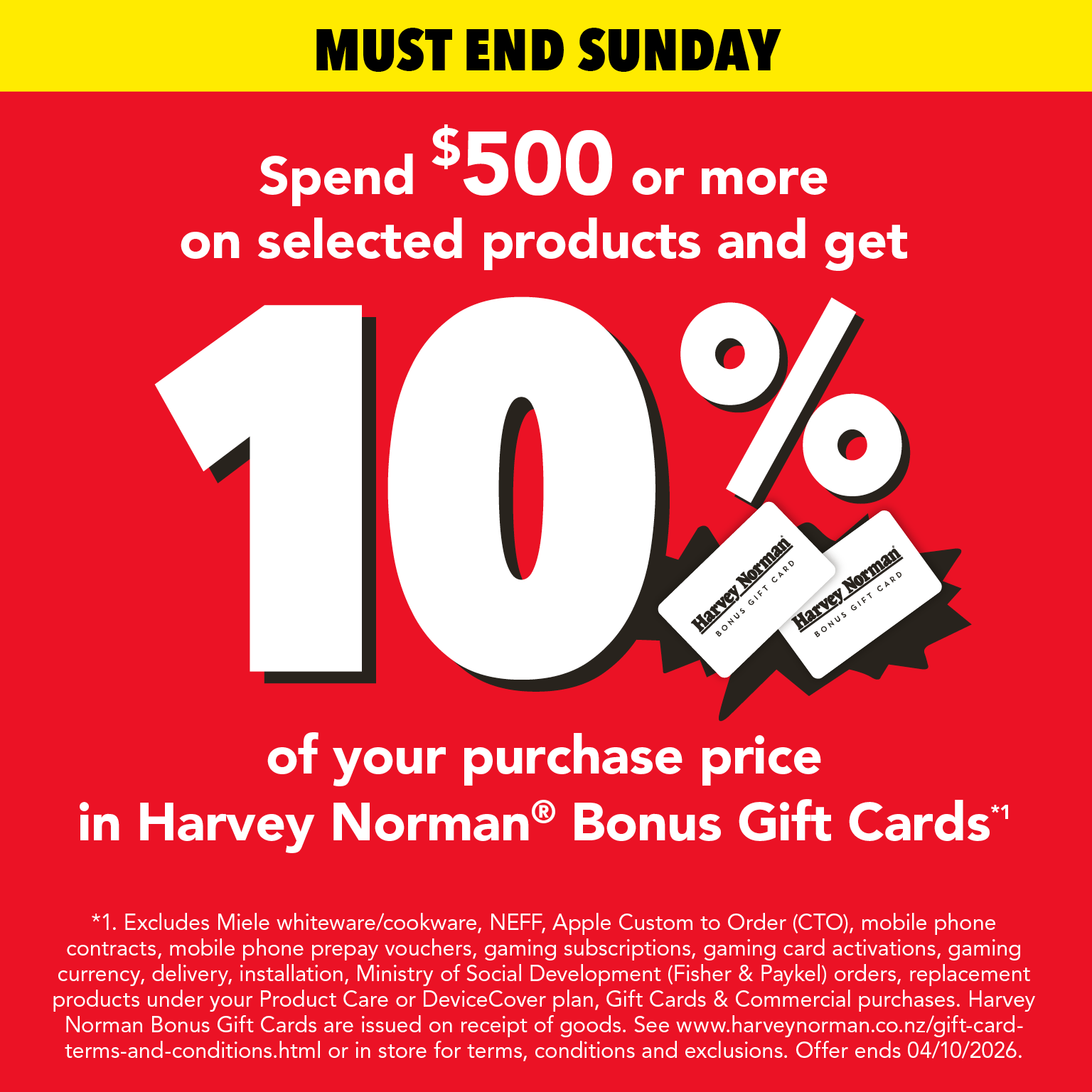 10% Gift Card Offer October