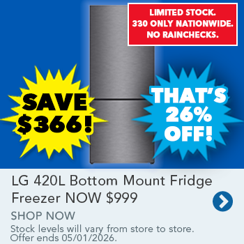 LG 420L Bottom Mount Fridge Freezer NOW $999