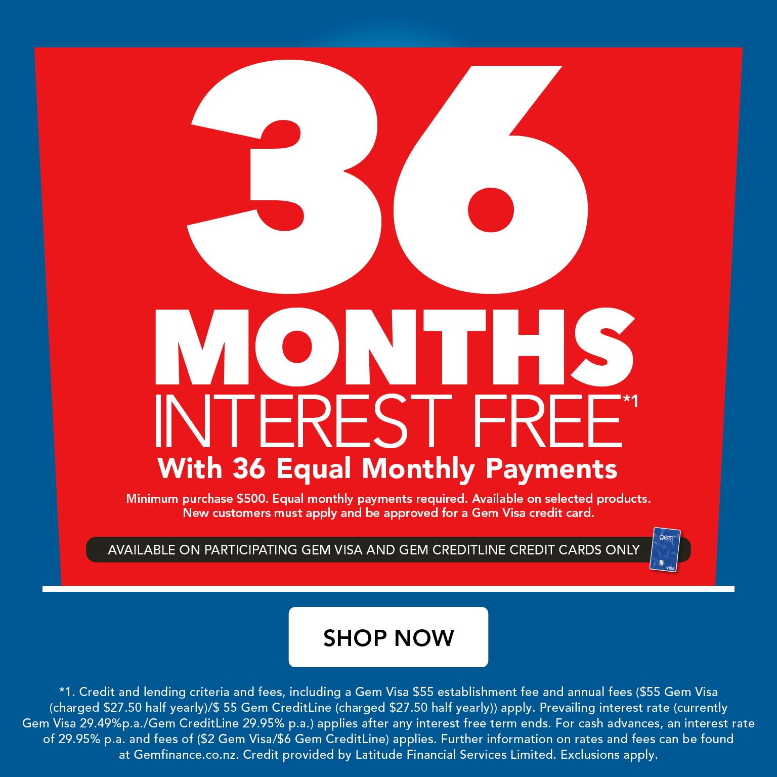 Finance 36 Months Interest Free
