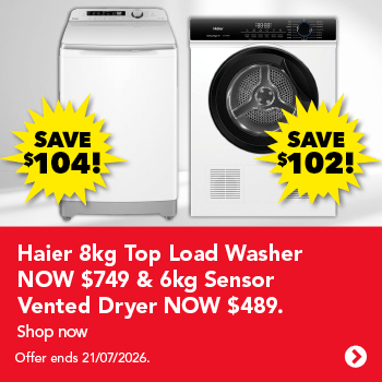 Haier 8kg Top Load Washer & 6kg Sensor Vented Dryer