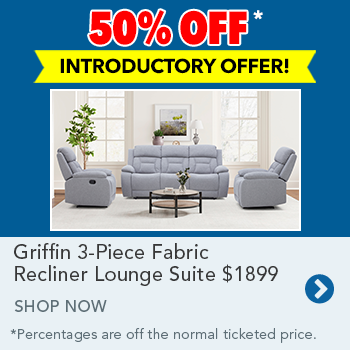 Griffin 3 Piece Fabric Recliner Lounge Suite